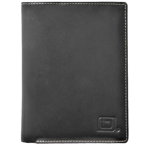 ID Stronghold black genuine leather RFID blocking passport wallet
